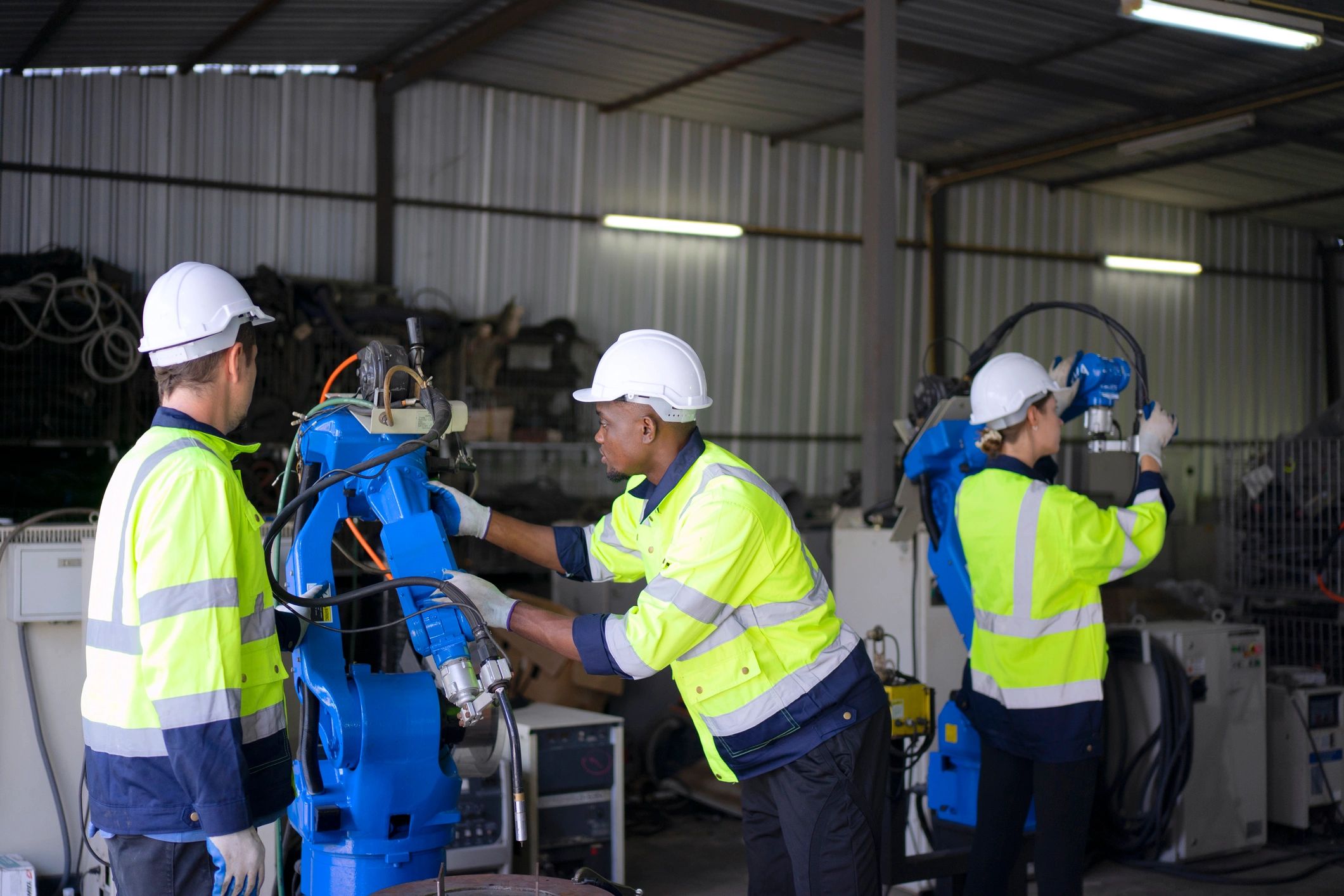 Engineer working with robotics representing operational AI automation